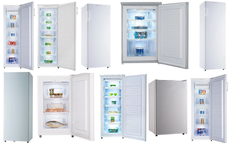 stainless steel upright freezer with reversible door