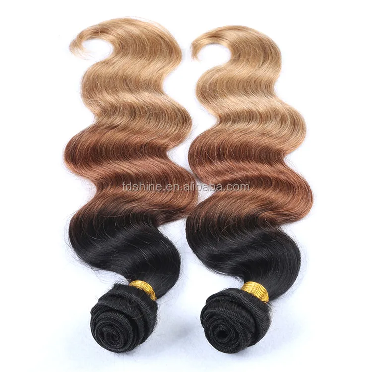 Remy Mongolian 3 Tone Color Ombre Hair Extensions Virgin Human