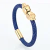 Python /Stingray Leather Skeleton Titanium Steel Bracelet