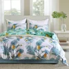 Lightweight Microfiber Reversible Pineapple Print 3 PCS Zipper Closure Corner Ties Duvet Cover Set