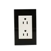 Smart home black 6pin american standard socket outlet 118mm acrylic panel switch and socket 15a wall switch