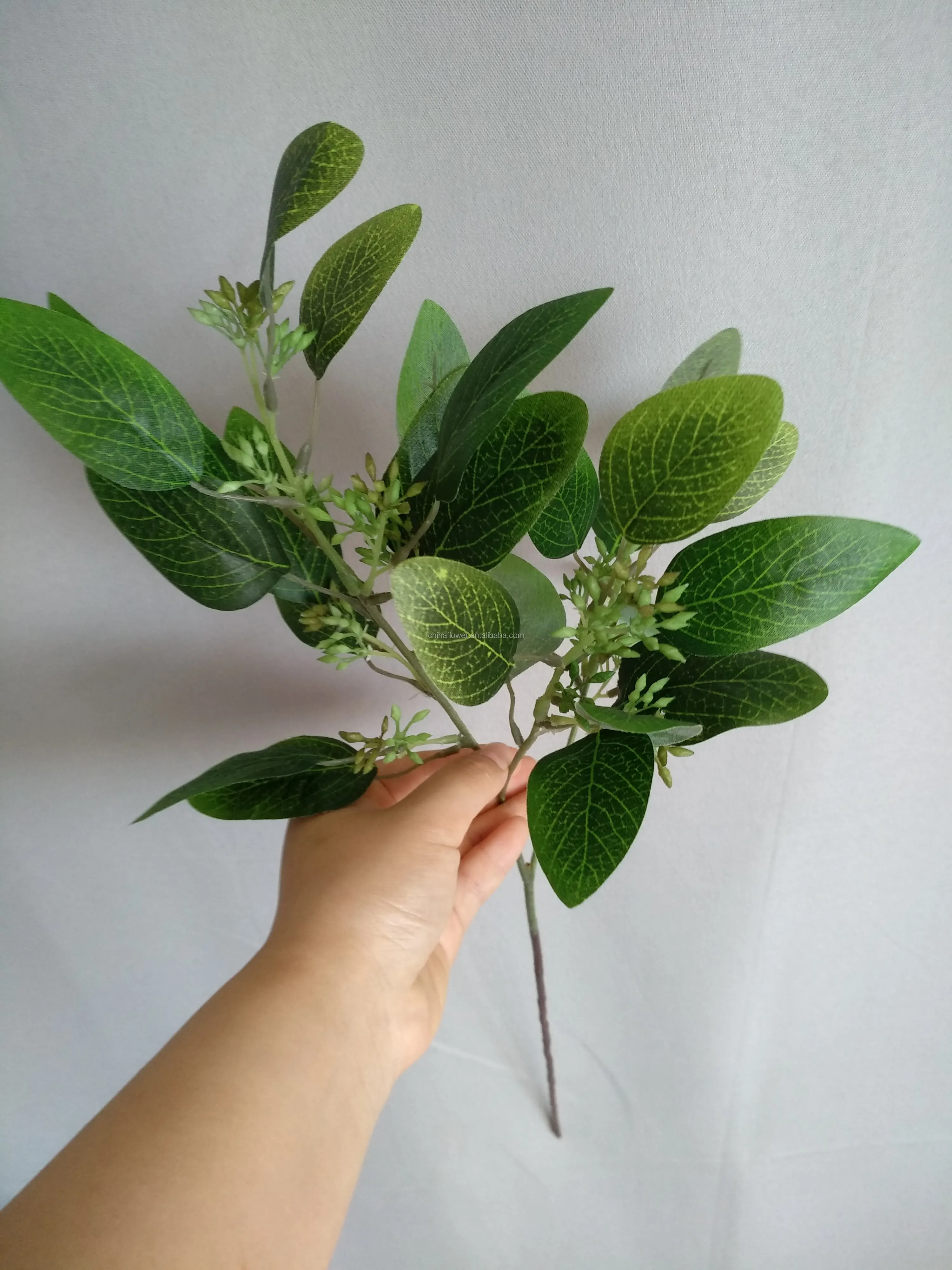 Fc7003 Factory 3 Branches Green Seeded Artificial Eucalyptus Leaves Foe Sale Buy Artificial