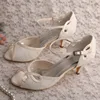 Medium Heel Shoes Wedding Pumps Off White