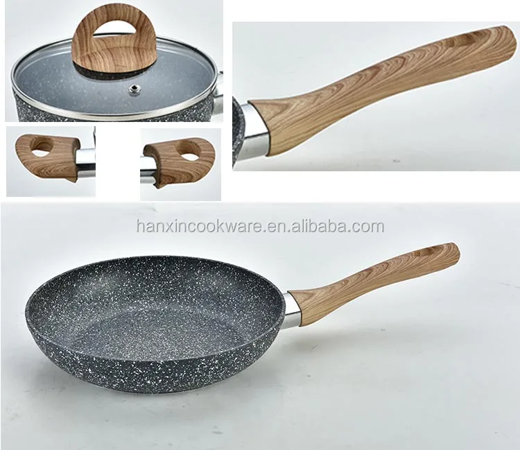 cookware set with wooden handles