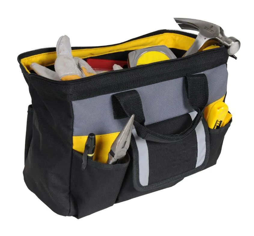 Wide Mouth Tool Bag Heavy Duty 12inch Tool Storage Bag Ziptop Soft Sided Tool Bag For Home Diy