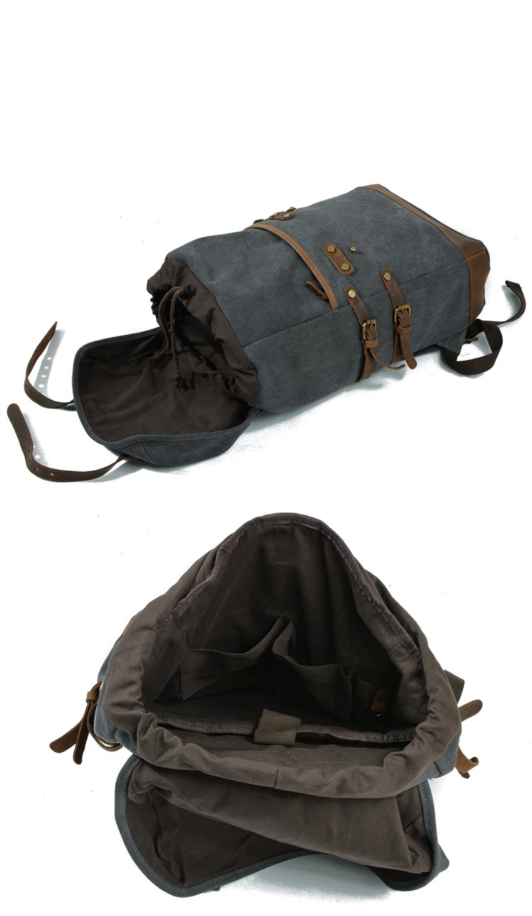 High quality wholesale retro unisex outdoor waxed canvas waterproof rucksack back pack bagpack bag 2018