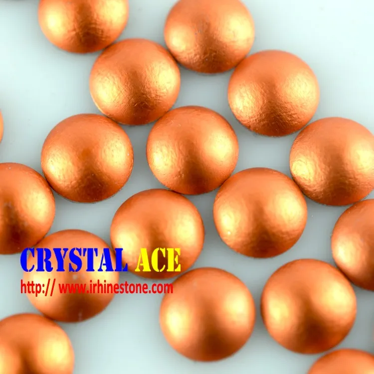 1.5mm Orange frosted color half round lead free korean quality pearl for shoes in China