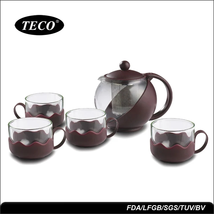 Promotion 750ml Brown Color Classic Coffee And Tea Set,Glass Tea Set