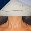 925 sterling silver delicate elegant women short choker chain micro pave tiny cz charm Gold chain necklace