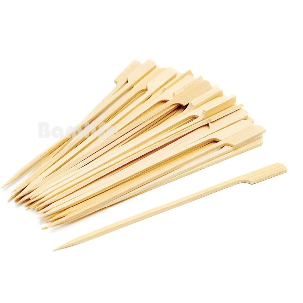 customized size bamboo teppo picks/skewer with green skin