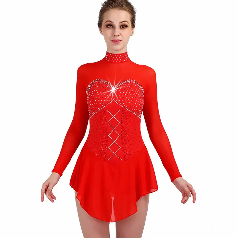 Ice Skating Dress Women Blue Sleeveless Crystal Elasticity Custom Inline Speed Skating Suit