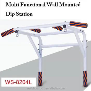 Wellshow Sport 2 In 1 Wall Mounted Dip Station Hang Up Pull Up Bar