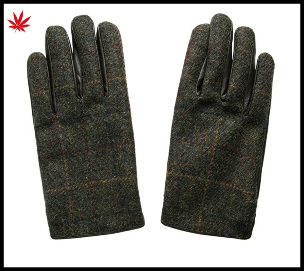 Men 's dress stitching designs fabric and leather gloves