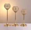 Manufacturer stand Metal/crystal gold silver rose gold candlestick long stemmed crystal metal Wedding Centerpiece candle holder