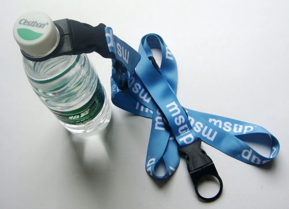 Cheap Printing Fabric Polyester Water Bottle Holder Neck Lanyard Strap