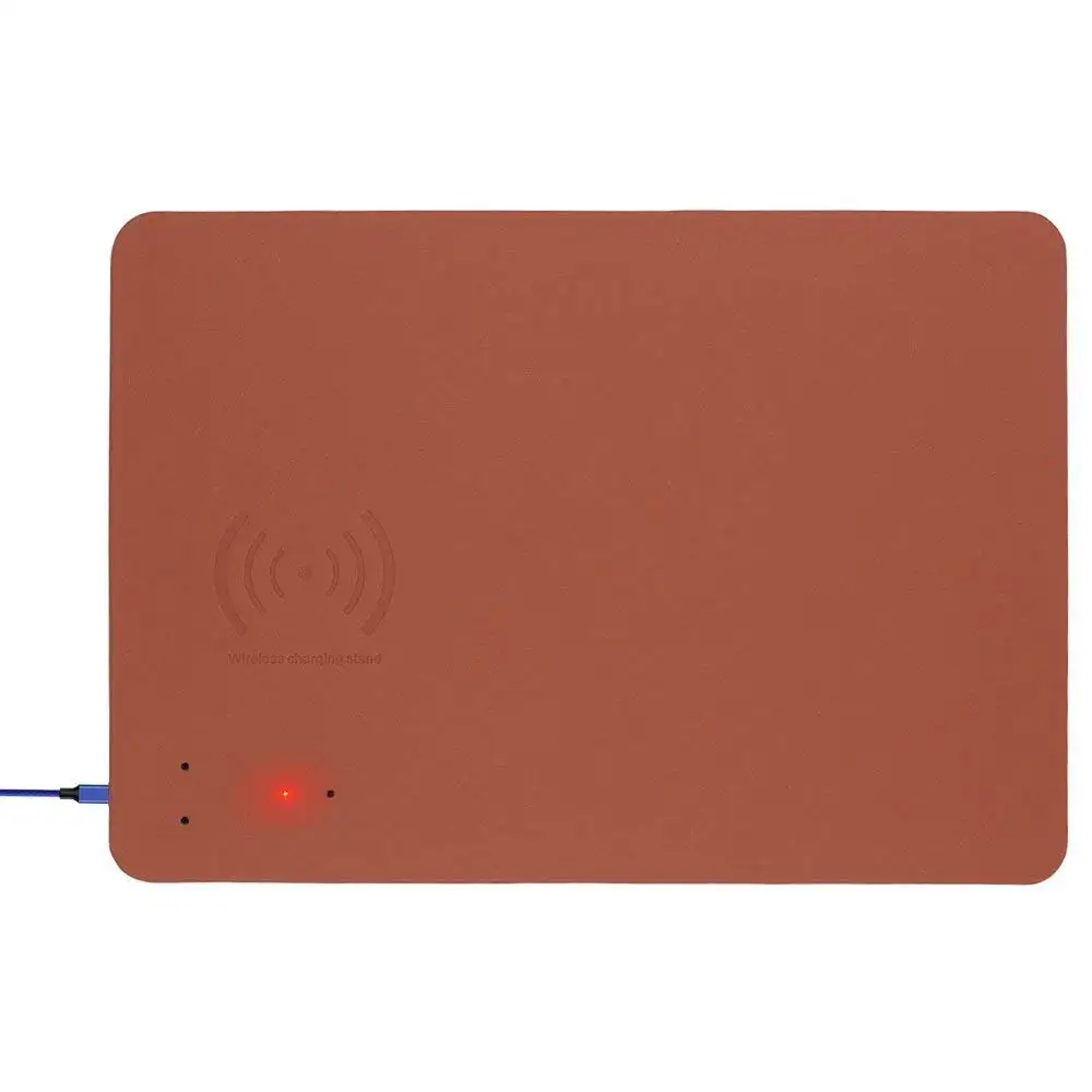 Qi Fast Wireless Charging Mouse Pad,Wireless Charging Mouse Pad,Qi Wireless Fast Charging Pad,Wireless Charger Mouse Pad Built-in Wireless Charger (Brown)