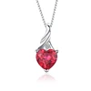JewelryPalace Love 3.6ct Heart Created Ruby Pendant 925 Sterling Silver Jewelry For Women Gift July Birthstones