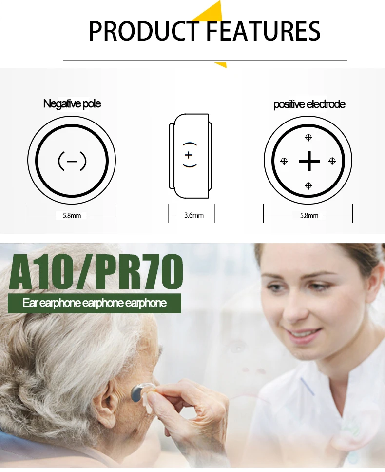 Mercury Free Hearing Aid 1.4v A10 A13 A312 A675 Pr70 A10 Zinc Air