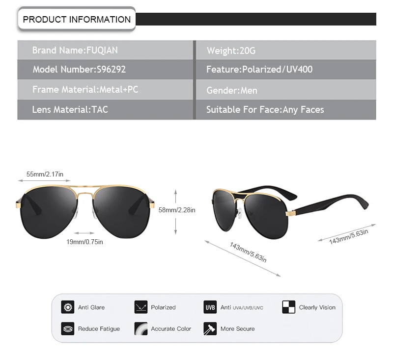Promotion Brand Designer Outdoors Driving Men Pilot UV400 Sunglasses