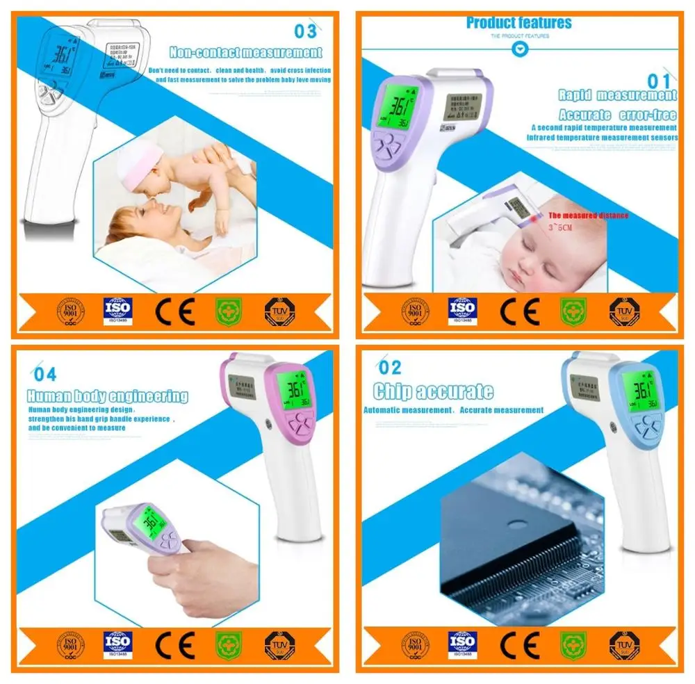 Nhiệt kế kỹ thuật số thông minh cảm biến trước trán được FDA phê chuẩn với dịch vụ OEM miễn phí