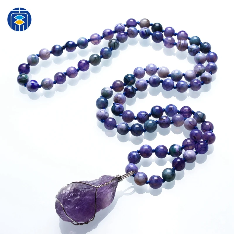 
European And American Fashion Raw Gemstone Pendant Necklace 