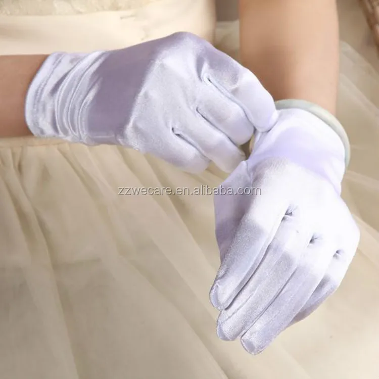 Ladies Fashion White Short Bridal Wrist Length Wedding Hand Gloves