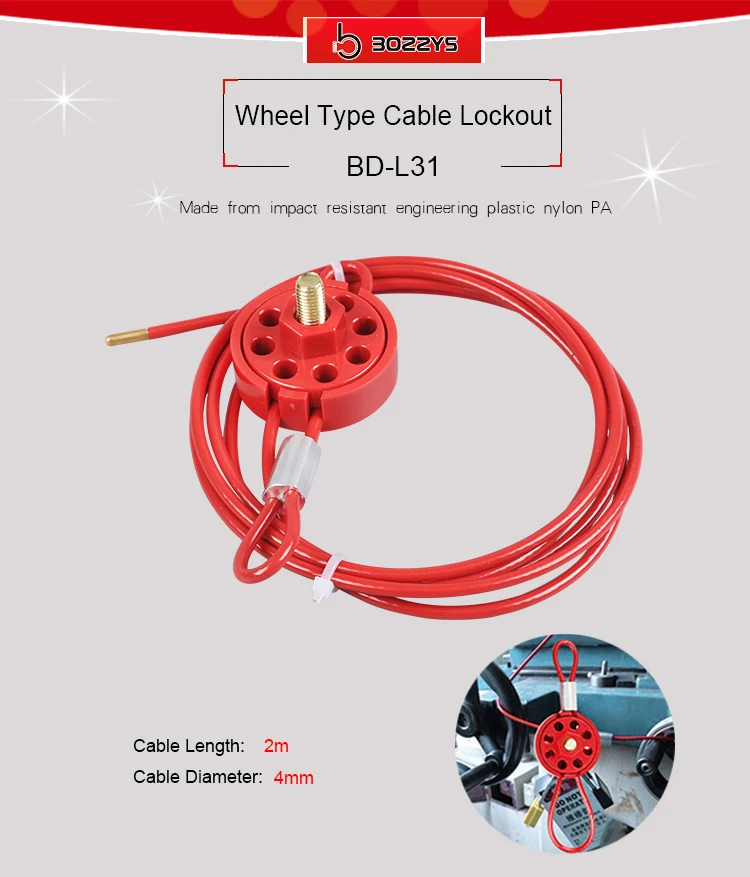 BOSHI Good Price Adjustable Wheel Type Safety Cable Lockout Devices