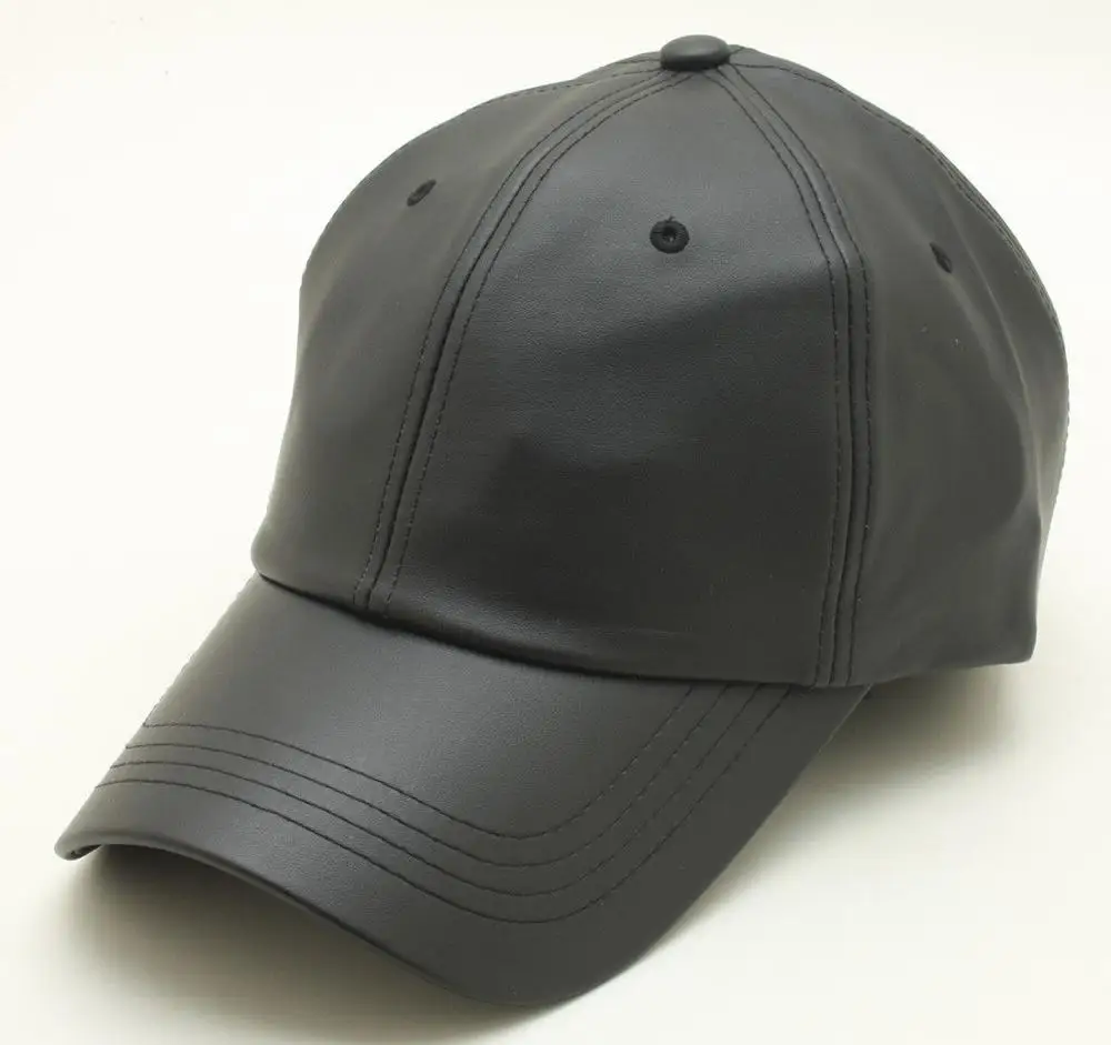 black faux leather cap