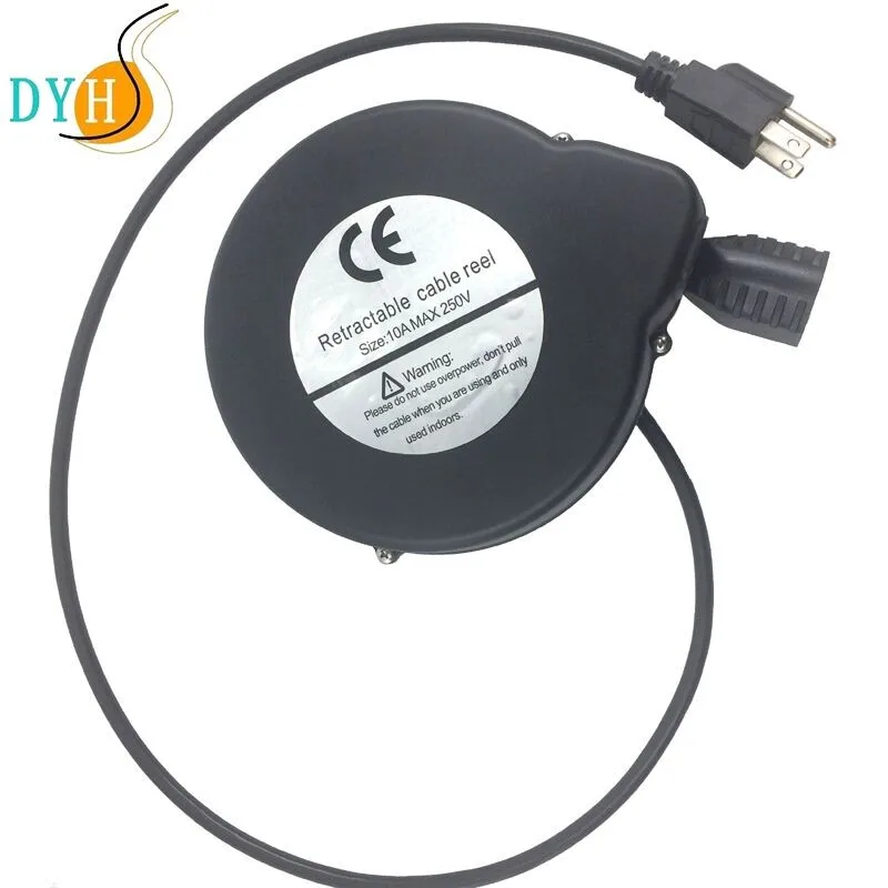 Customized Black Round Shape 3m Power Extension Cable Constant Force ...