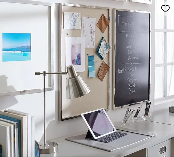 Modular Home Office Linen Pinboard/ Gray Blythe Linen Desk Pinboard