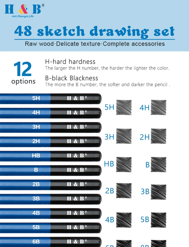 48pcs Charcoal Sketch Pencil Art Set Drawing For Professional - Buy 