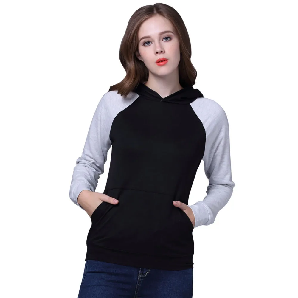 Spring Autumn Black And White Plain Pullover Woman Hoodies - Buy Cheap ...
