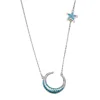 Brass material Blue Moon Charm Necklace for Women