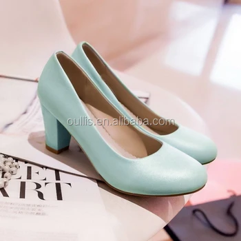 Sweety Color Chunky Heel Pumps For 