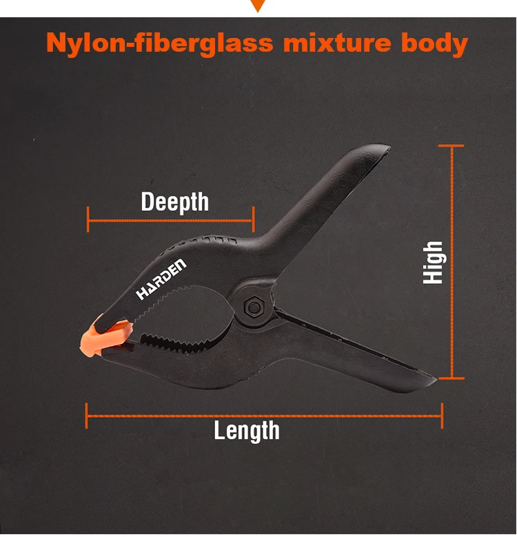 High Strength Anti-Slip Design Adjusted 4" 6" 6pcs Nylon A Spring Clamp Set