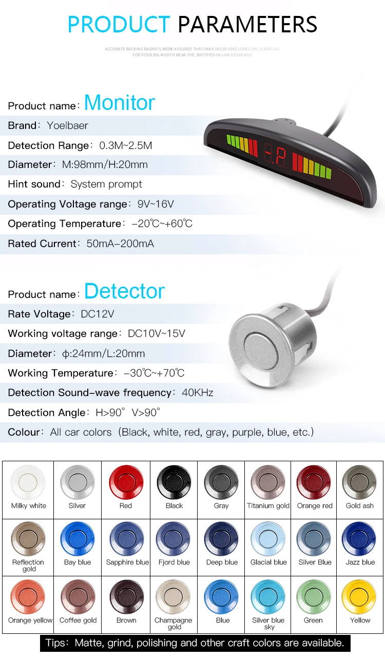 4/6/8 Sensors 22mm Backlight Display Reverse Backup Radar Monitor System Car Parking Sensor Kit