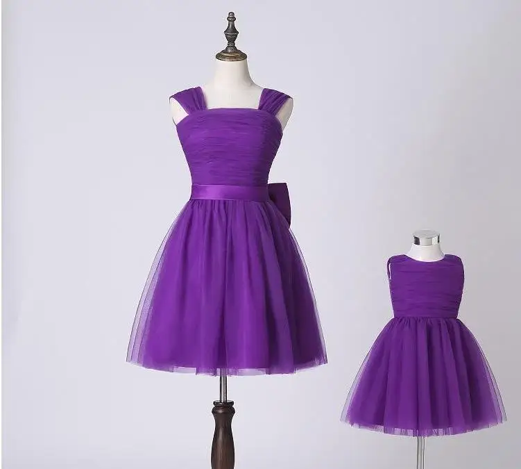 Elegant Purple Tulle Mom And Daughter Matching Party Dresses New Elegant Purple Tulle Mom And Daughter Matching Party Dresses New Model Family Clothing Latest Design Simple 2018
