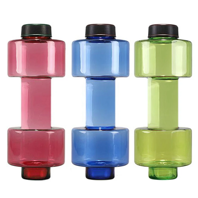 Water Bottle Dumbbell Shaped Gym Sports Workout Fitness Exercise Drinking Cup