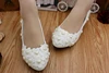 White low and peach-heart beads for the bridesmaid group to perform bridal shoes WS022