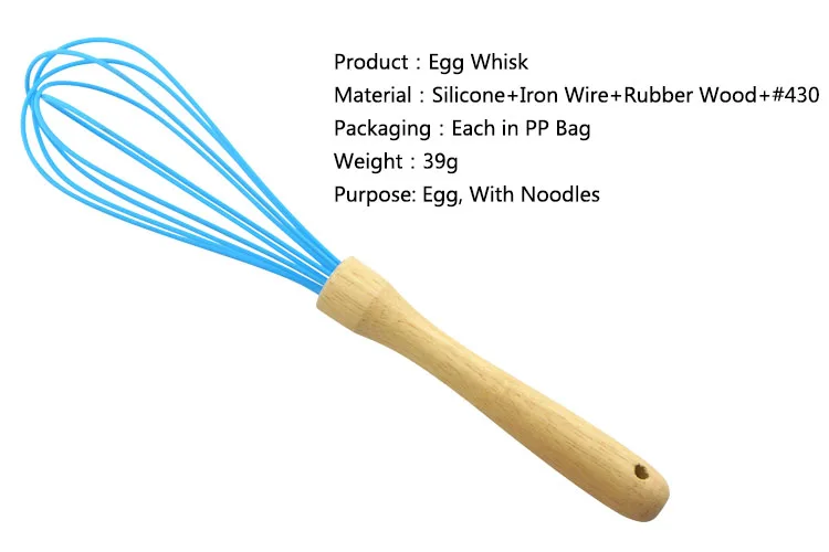 Rubber Wood Handle  Manual Egg Whisk
