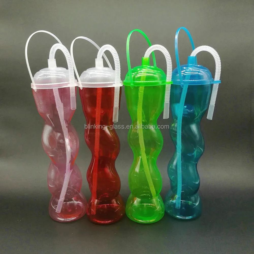 24oz Pet Food Grade Plastic Twisted Party Yard Cup With Portable Twist