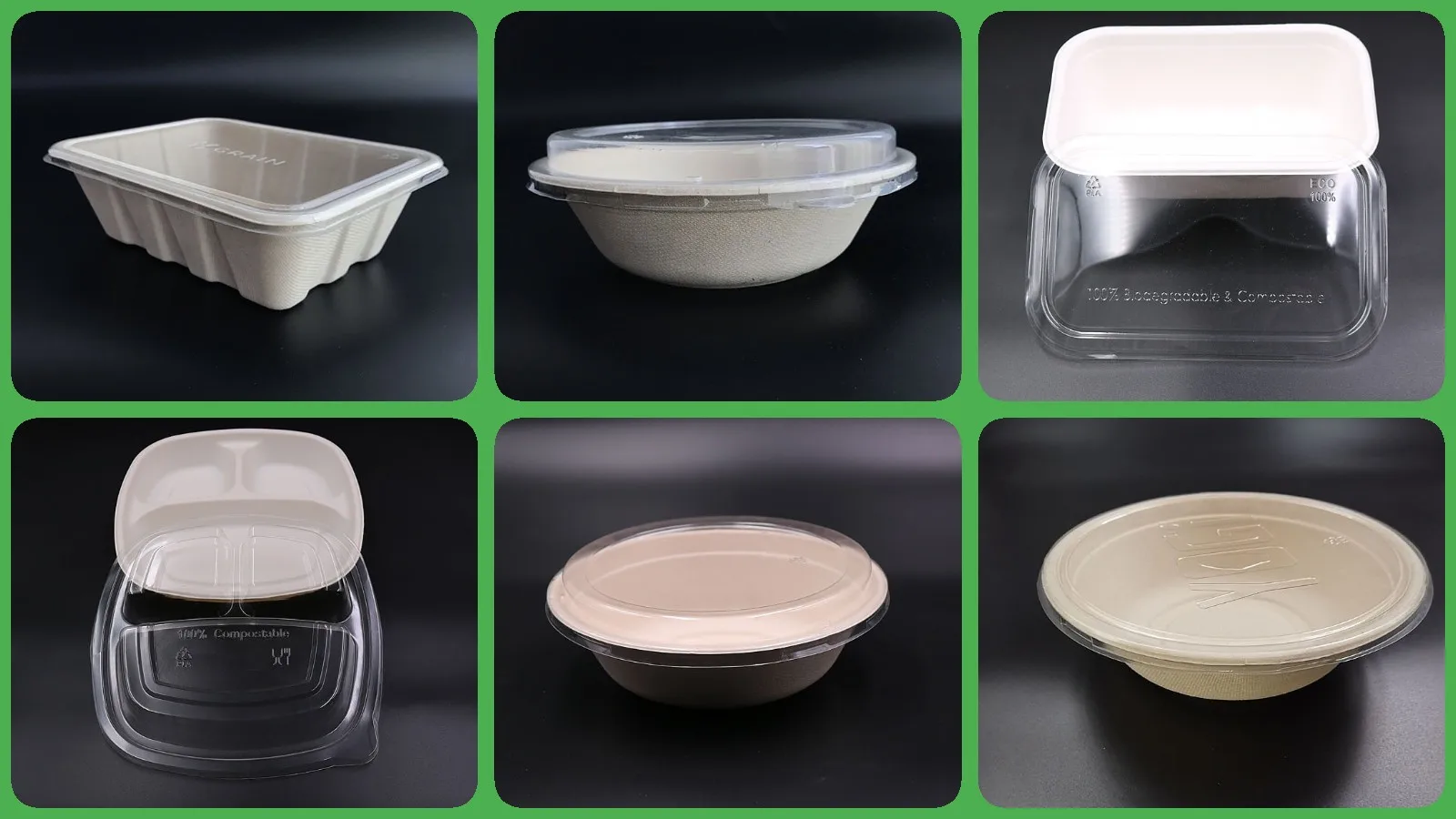 biodegradable sugarcane bagasse bowl with lid