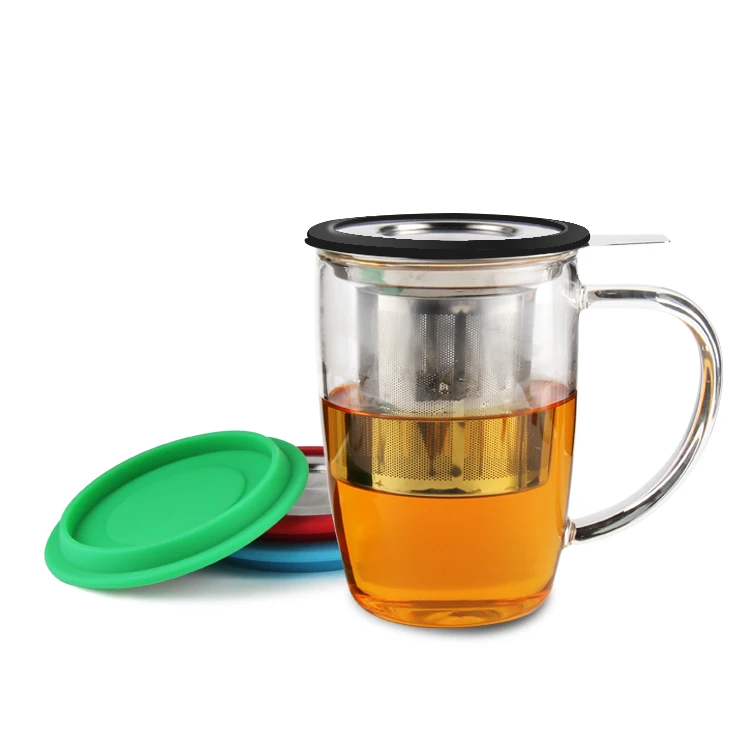 16oz Loose Leaf Tea Blooming Tea Glass Tea Cup Infuser Stainless Steel