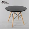 High quality wholesale modern coffee white black round side table with four beech leg