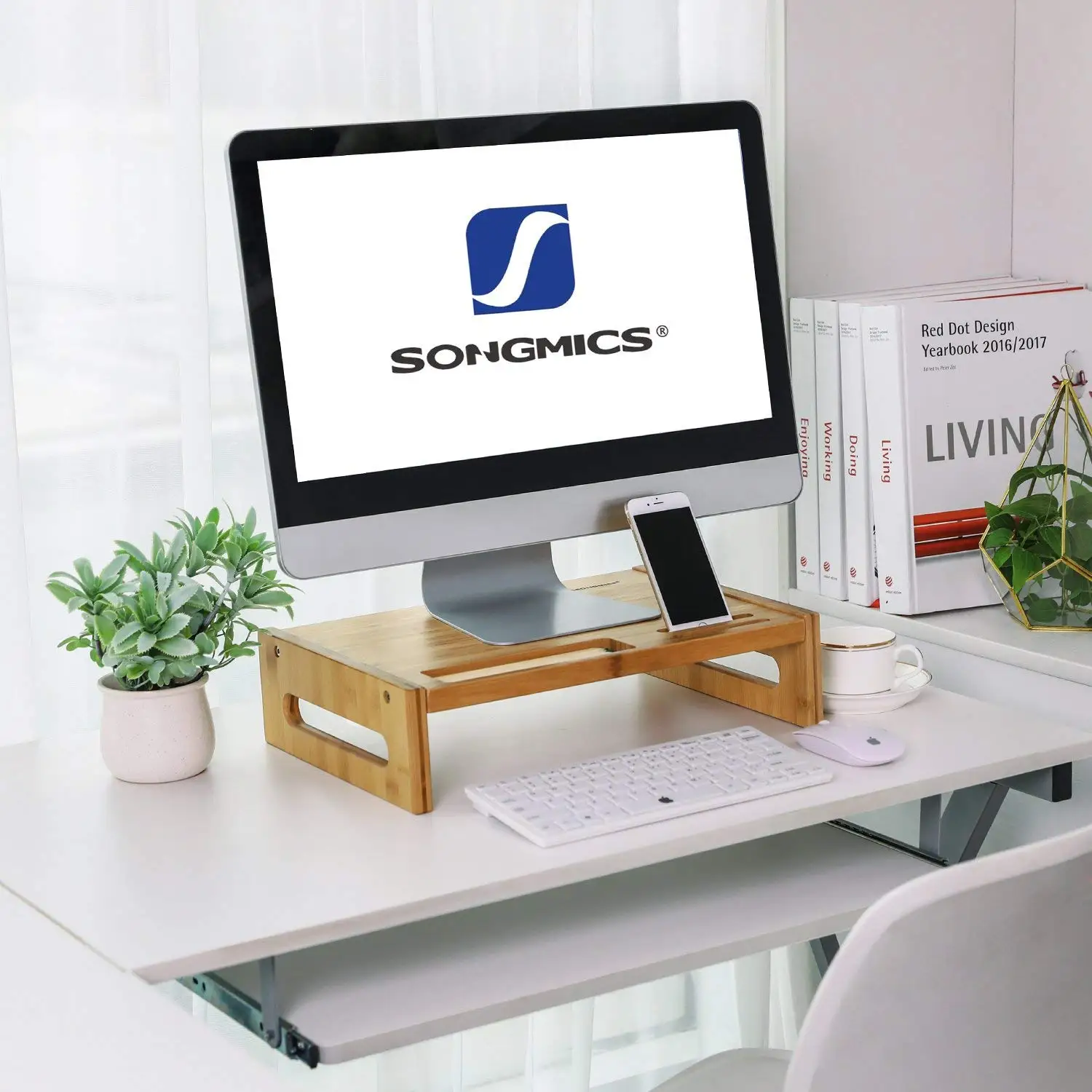 Excellent Quality Computer Monitor Riser Stand With Phone Holder For