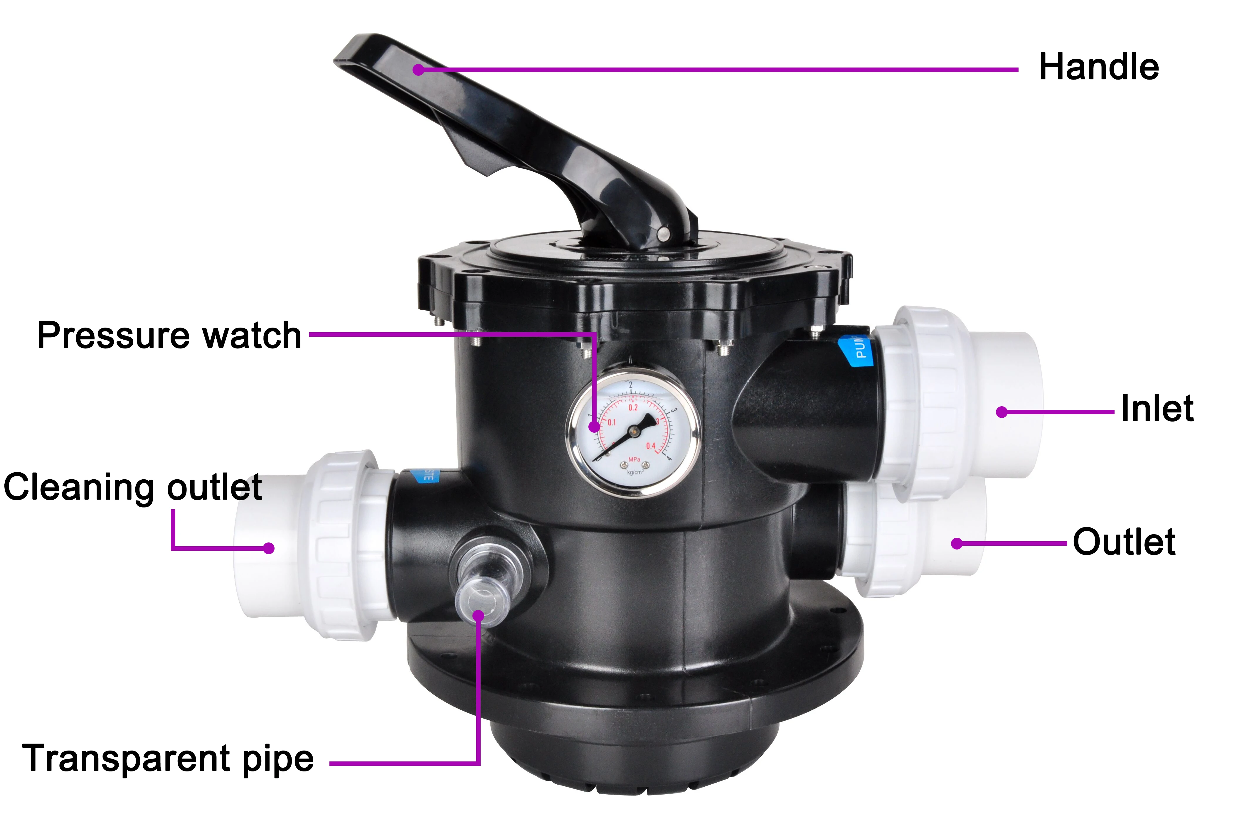 High Pressure Multiport Valve Automatic Backwash Fiberglass Top Mount