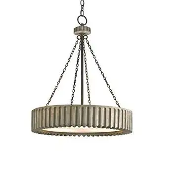 Currey and Company 9326 Greyledge - Three Light Chandelier, Old Iron/Washed Gray Finish by Currey and Company