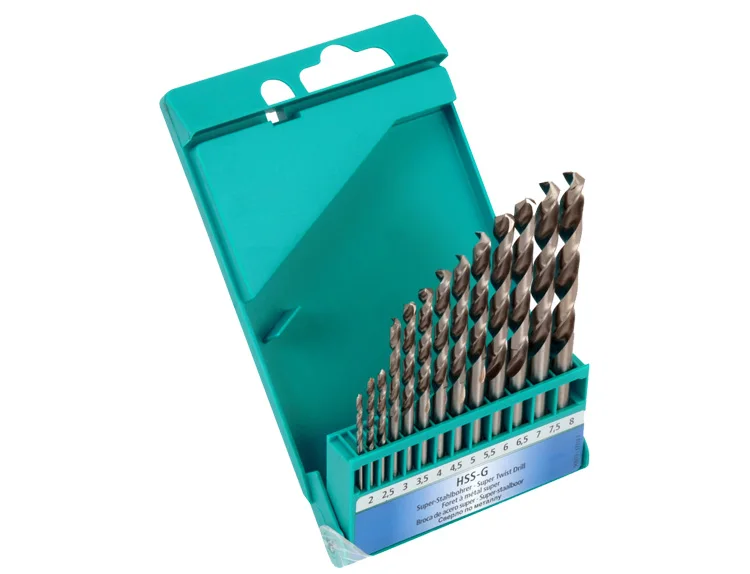 13Pcs Metric DIN338 Fully Ground HSS Drill Bit Set for Metal Stainless Steel Aluminium Drilling in Plastic Box