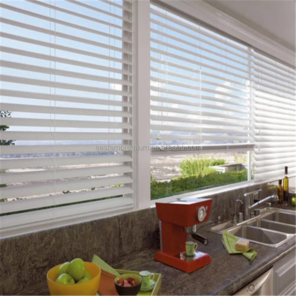 PVC venetian buta 50mm slat kayu dekorasi  rumah  Blinds 