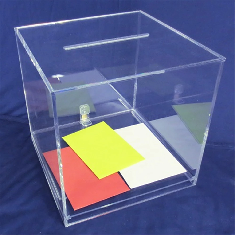 Large Personalized Clear Acrylic Wedding Card Box With Floral Design